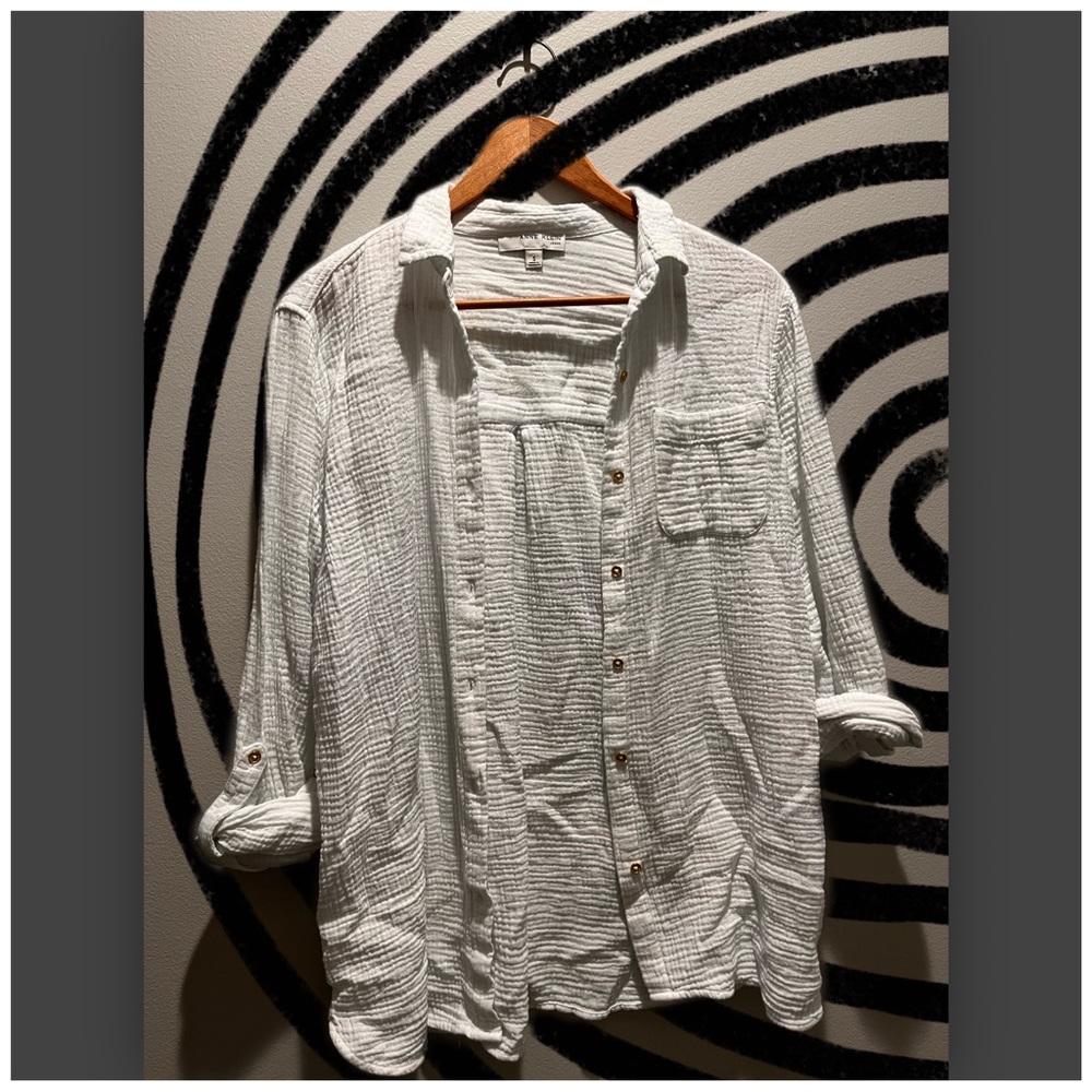 🤍⚜️Anne Klein Long Linen Button Up⚜️🤍